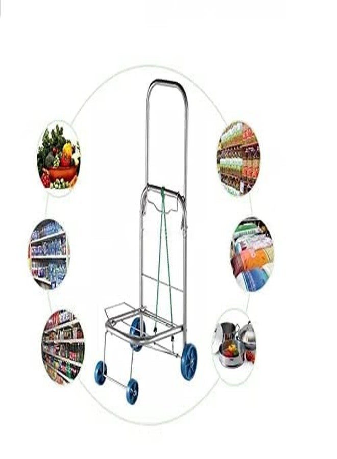 DHAVAL 4-Wheel Foldable Stainless Steel Luggage Cart Heavy-Duty Hand Truck Trolley, 200Kg Durable, Versatile, and Space-Saving for Travel, Shopping, Garden Use - Image 5